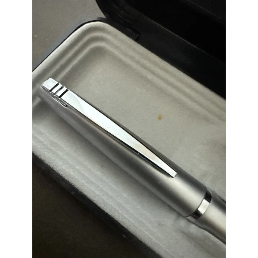 Vintage Michael C. Fina Pen In Case Silver Tone Twist Up Point.